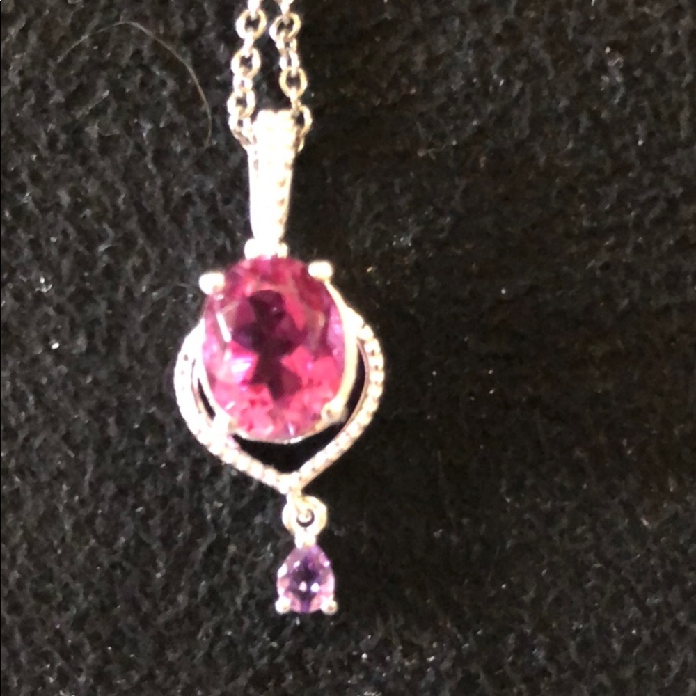 Pink Sapphire & Amethyst -9.25STS platinum 20”